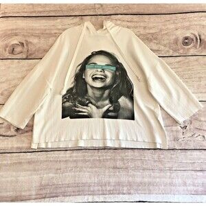 Maybe Crazy Hoodie Mens M Just Keep Smiling Oversized Sweatshirt Handmade Cotton